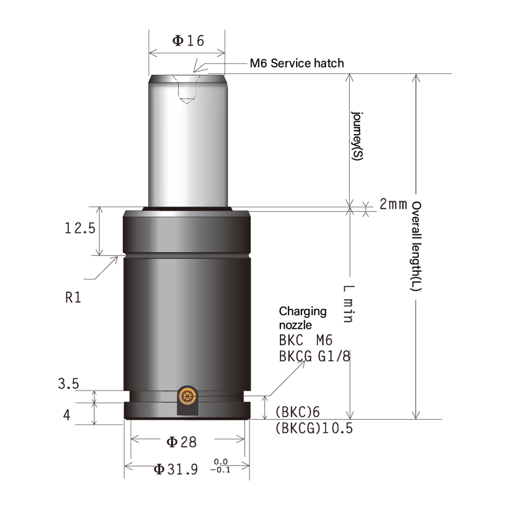 Ultra short powerful nitrogen spring