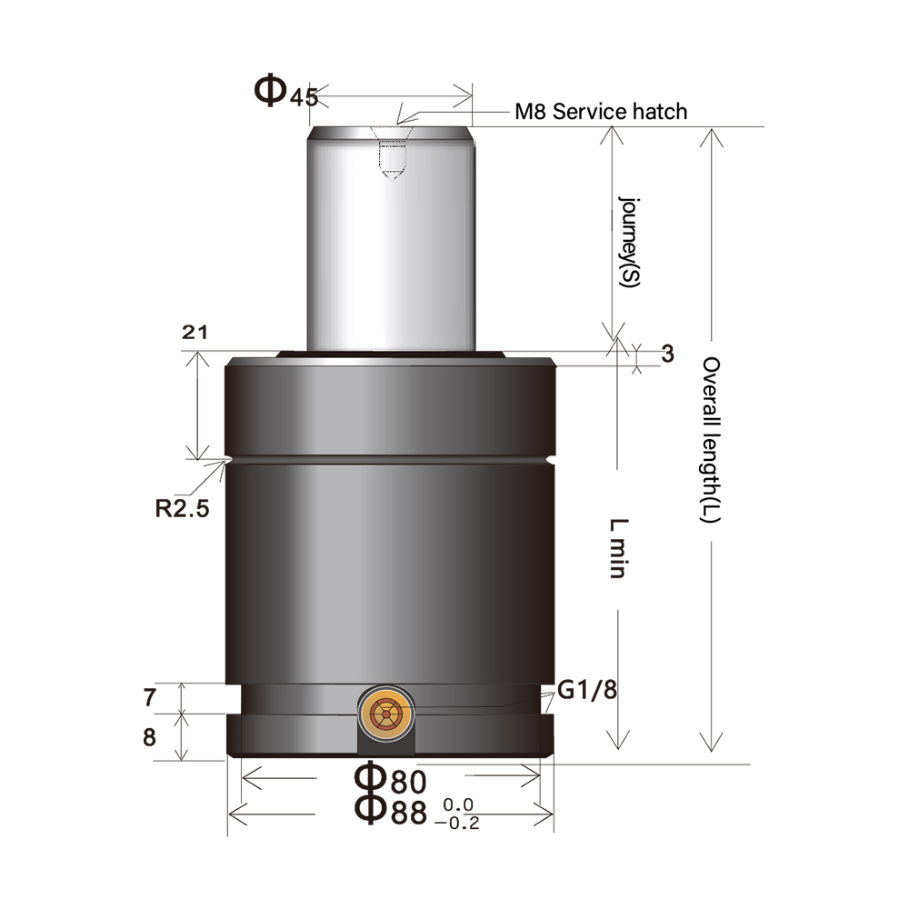 Compact nitrogen spring