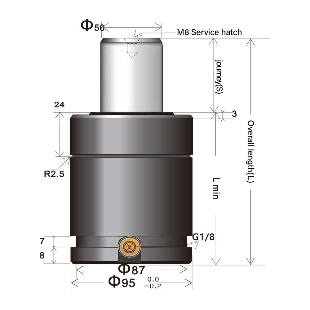Compact nitrogen spring