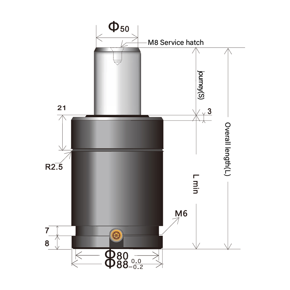 Ultra short powerful nitrogen spring