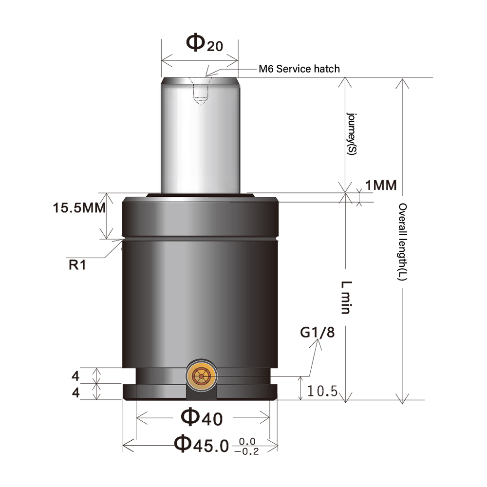 Compact nitrogen spring