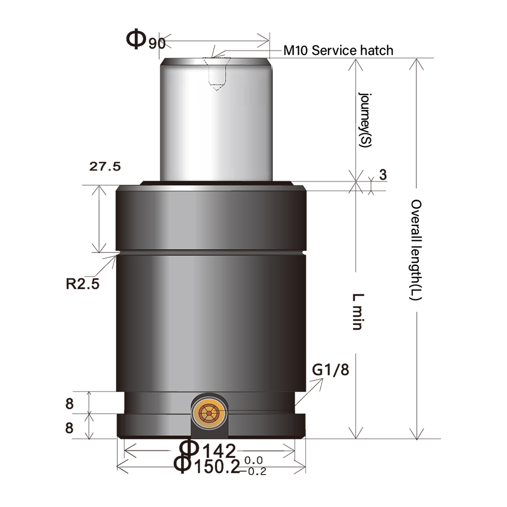 Ultra short powerful nitrogen spring