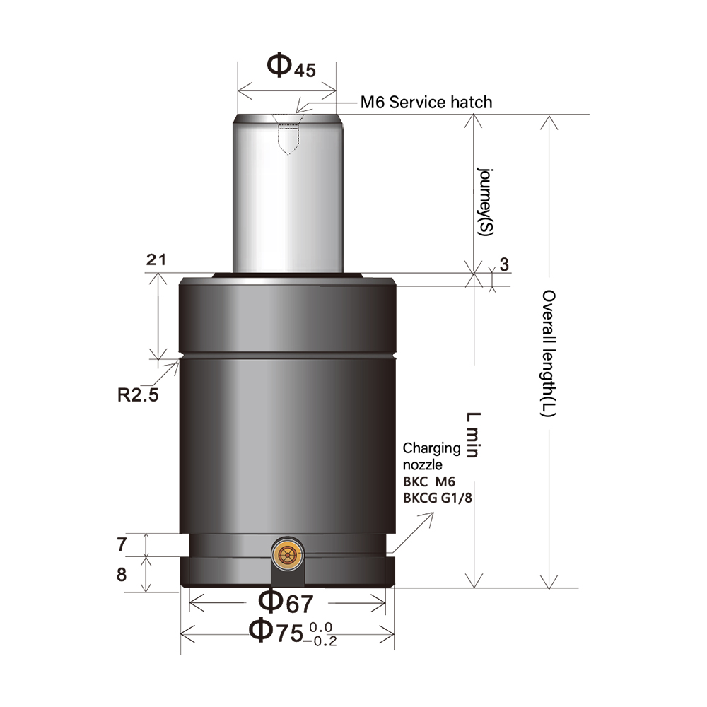 Ultra short powerful nitrogen spring