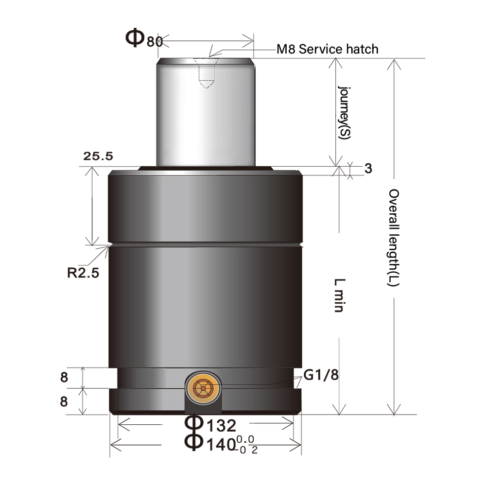 Compact nitrogen spring