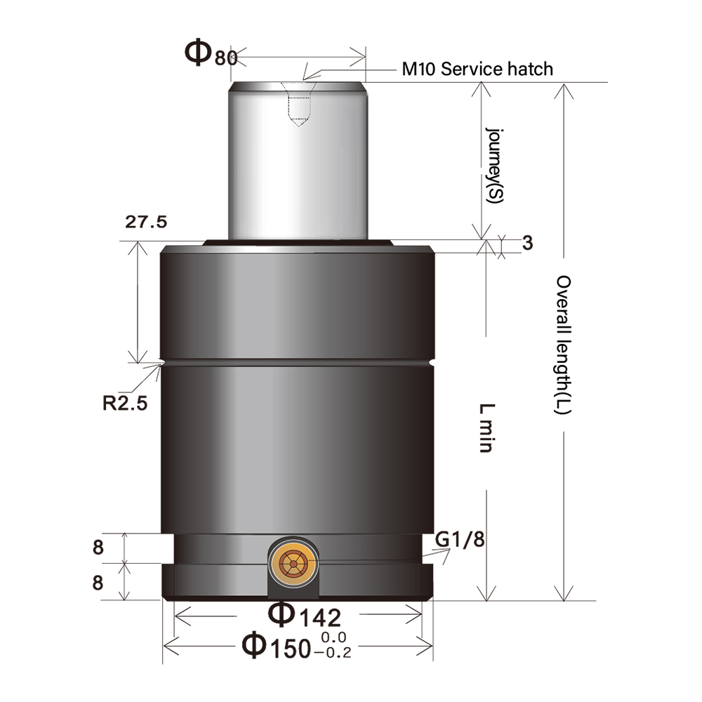 Compact nitrogen spring
